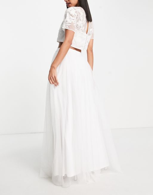 Lace & Beads Bridal full maxi skirt in ivory - part of a set, 2 of 4