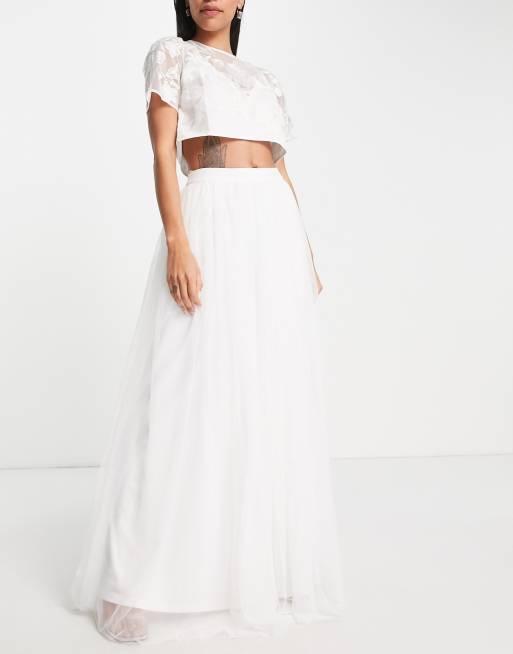 Lace & Beads Bridal full maxi skirt in ivory - part of a set, 3 of 4