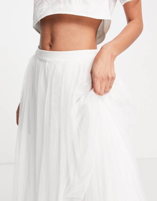 Lace & Beads Bridal full maxi skirt in ivory - part of a set, 4 of 4