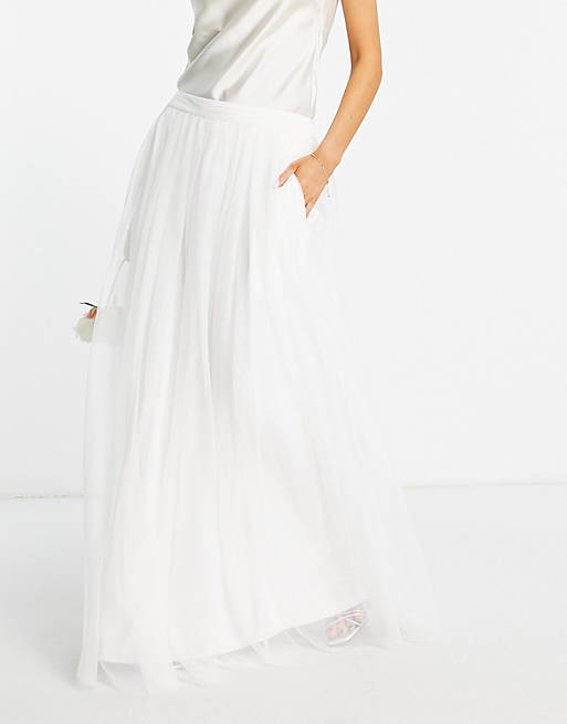  Lace & Beads Bridal Mix & Match flowing skirt co-ord with pockets in ivory 