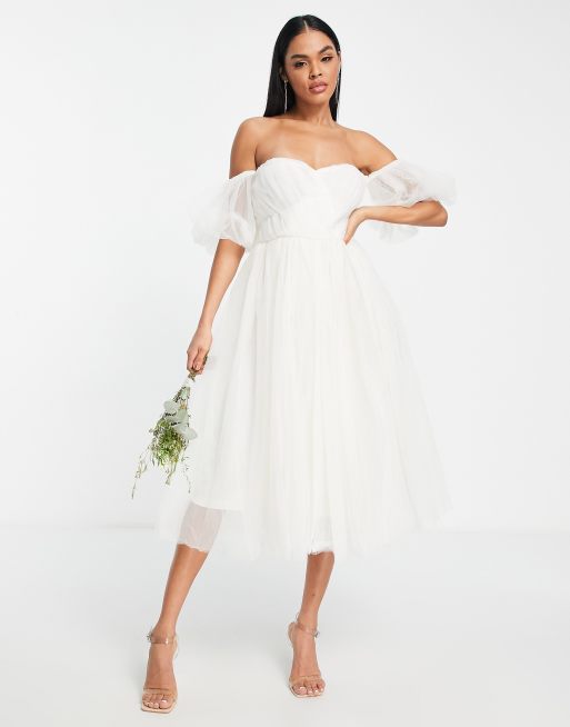 Off shoulder hotsell white dress lace