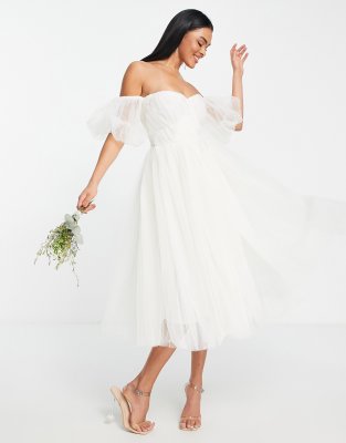 Ivory midi hot sale wedding dress