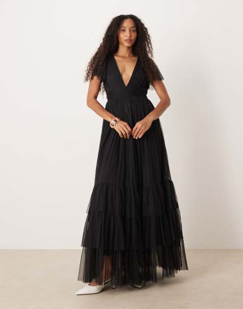 Lace & Beads Bridesmaid Madison maxi dress in black