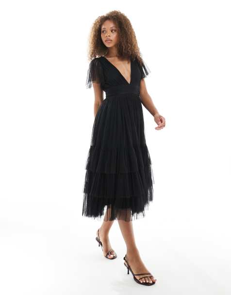 Lace & Beads Bridesmaid – Madison – Czarna sukienka midi - view 1