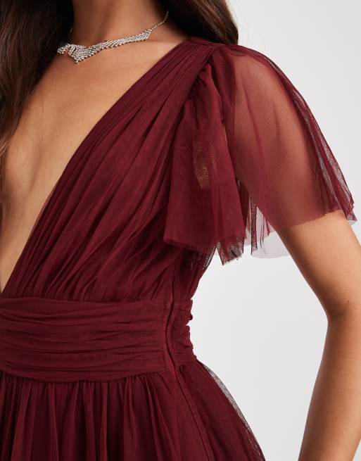 Lace & Beads Bridesmaid Madison maxi dress in burgundy