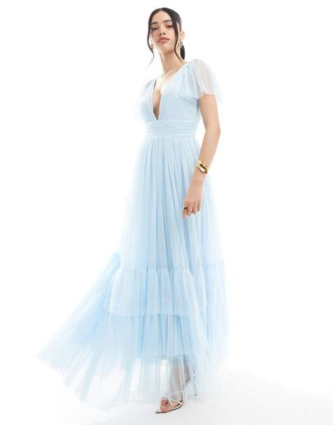 Lace & Beads Bridesmaid Madison maxi dress in powder blue - view 1