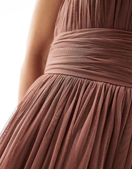 Lace & Beads Bridesmaid Madison maxi dress in warm brown