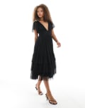 [Lace & Beads] Lace & Beads Bridesmaid Madison midi dress in black 12 Black
