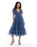 [Lace & Beads] Lace & Beads Bridesmaid Madison midi dress in deep blue 16 Deep Ethereal Blue