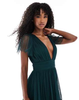 Lace & Beads Bridesmaid Madison Midi Dress In Green