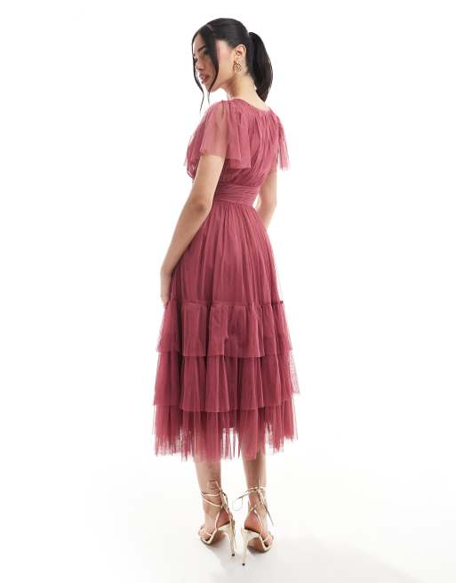 Lace & Beads Bridesmaid Madison midi dress in orchid