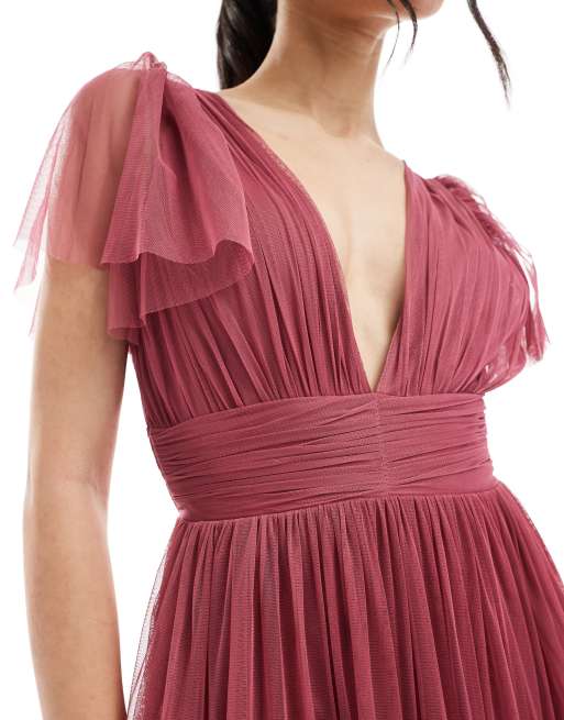 Lace & Beads Bridesmaid Madison midi dress in orchid, 3 of 4