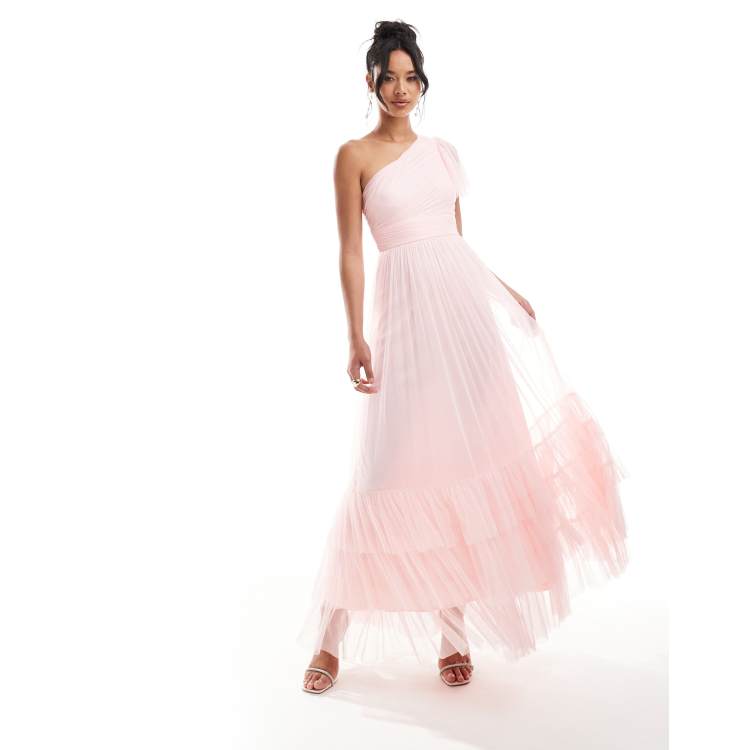 Lace & Beads Bridesmaid Madison one shoulder tulle maxi