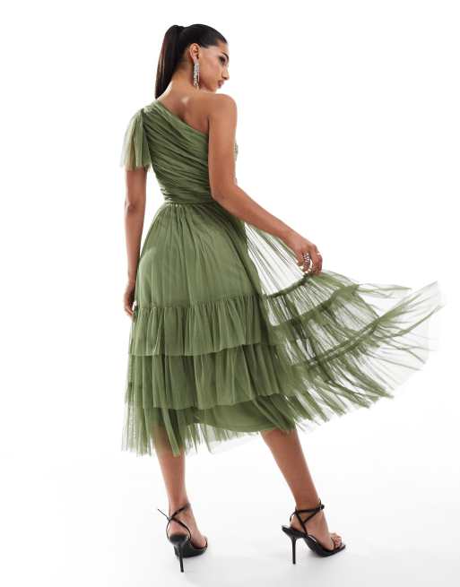 asos design one shoulder tulle wired hem midi dress ASOS | Dresses | Asos One Shoulder Tulle Wired Hem Maxi Dress Red