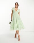 [Lace & Beads] Lace & Beads Bridesmaid Madison v neck tulle dress in sage-Green 6 Sage