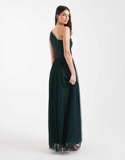 Lace & Beads Bridesmaid dress in forest green