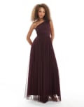 [Lace & Beads] Lace & Beads Bridesmaid one shoulder maxi dress in plum-Red 6 Plum