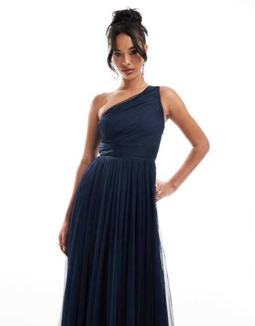 chinese dress ladies Dallas One Shoulder Mesh Maxi Dress - Ivory