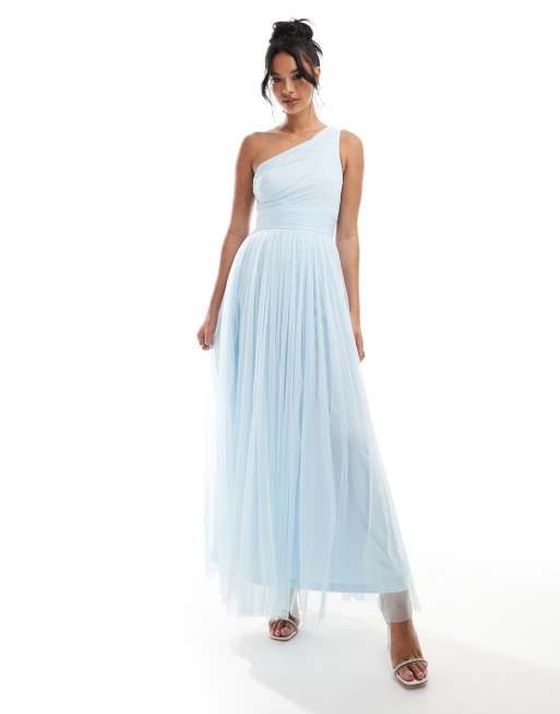 Asos tulle one shoulder maxi dress online