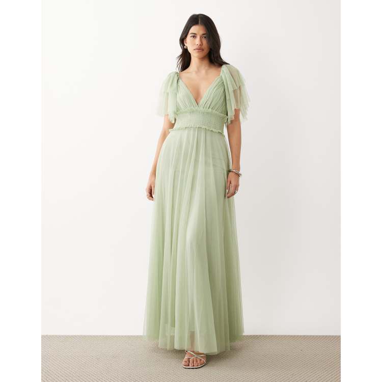 sage green plus size bridesmaid dresses Six Stories Women's Slash Neck Draped Bridesmaid Dress main image 1
