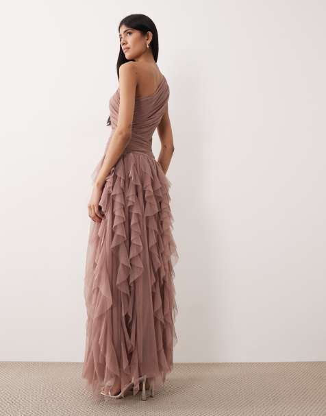 dry cleaning beaded dresses Keeva Grey Bridesmaid Maxi Dress – Lace & Beads main image 0
