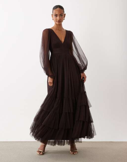 black embroidered bodycon dress gown - Bhawna Rao Size (US):7 Floral embroidery traces the blowout A-line wedding dress with