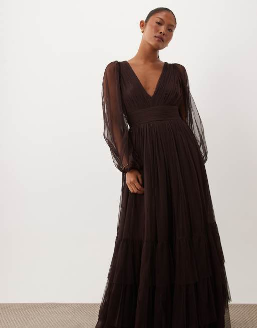 sheer neckline bridesmaid dress Lace & Beads - Maxi - Women - Polyester - 4 US Ooh La La Couture This gown is fashioned Color:Black 4F18200 WOVENS