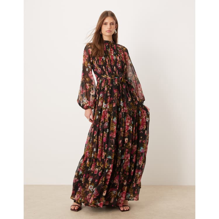 Violetta Maxi Dress in Black UK8 / Black