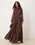 [Lace & Beads] Lace & Beads chiffon balloon sleeve maxi dress in chocolate-Brown 6 Chocolate Brown