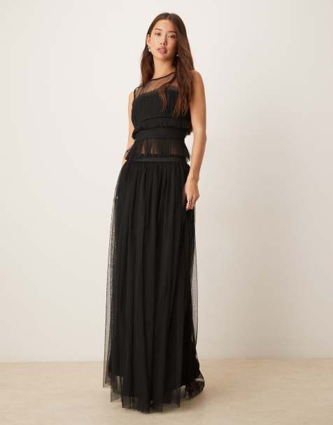 Lace & Beads - Co-ord set van mesh in zwart - view 1