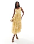 [Lace & Beads] Lace & Beads corset midi dress in yellow floral 12 Yellow floral