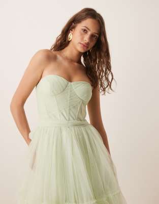 Lace & Beads Corset Overlay Tulle Mini Dress