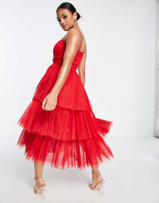 Asos red store tulle dress