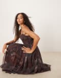 [Lace & Beads] Lace & Beads corset tulle midaxi dress in blurred plum 14 Blurred Plum