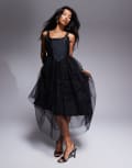 [Lace & Beads] Lace & Beads corset tulle midi dress in black 6 Black