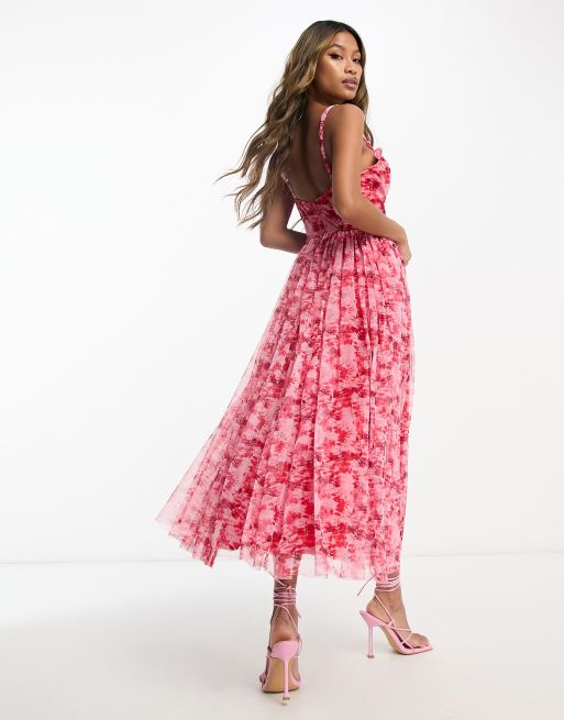 Pink and red floral sales dress