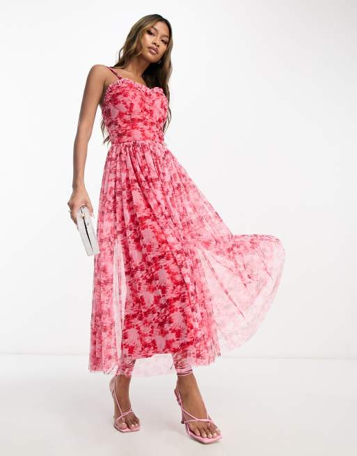 Lace tulle hotsell midi dress