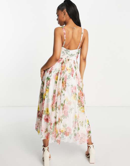 Tulle midi outlet floral dress