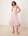 [Lace & Beads] Lace & Beads corset tulle ruffle hem midaxi dress in powder pink 8 Powder Pink