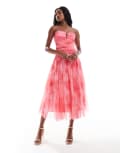 [Lace & Beads] Lace & Beads drop hem midaxi dress in bright pink ombre 12 Bright Pink