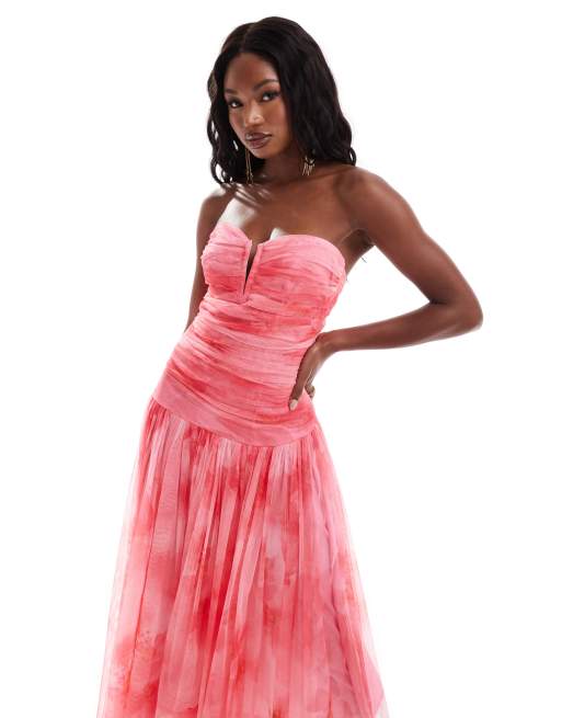 Bright pink lace dress online