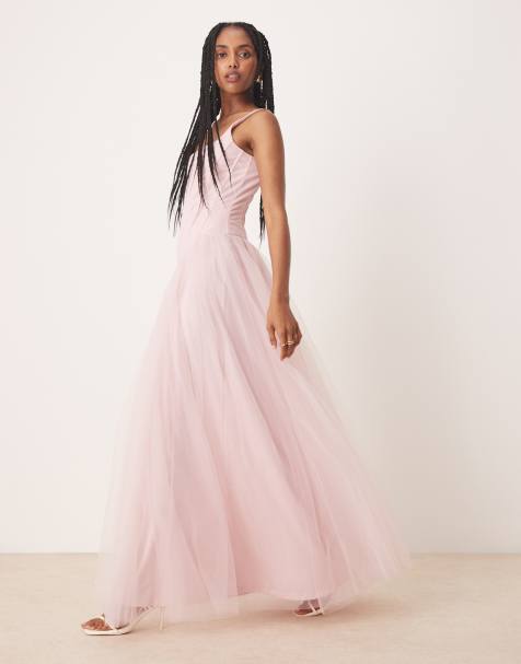 Lace & Beads drop waist corset detail maxi dress in powder pink - view 1