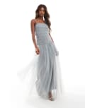 [Lace & Beads] Lace & Beads drop waist tulle maxi dress in grey 16 Grey