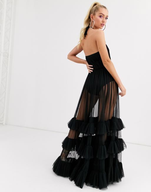 Asos black tulle dress sale