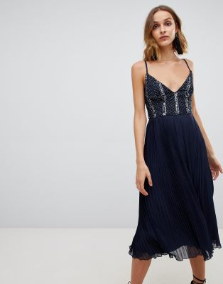 lace and beads navy dress