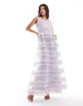 [Lace & Beads] Lace & Beads empire waist ruffle maxi dress in pewter-Purple 8 Pewter