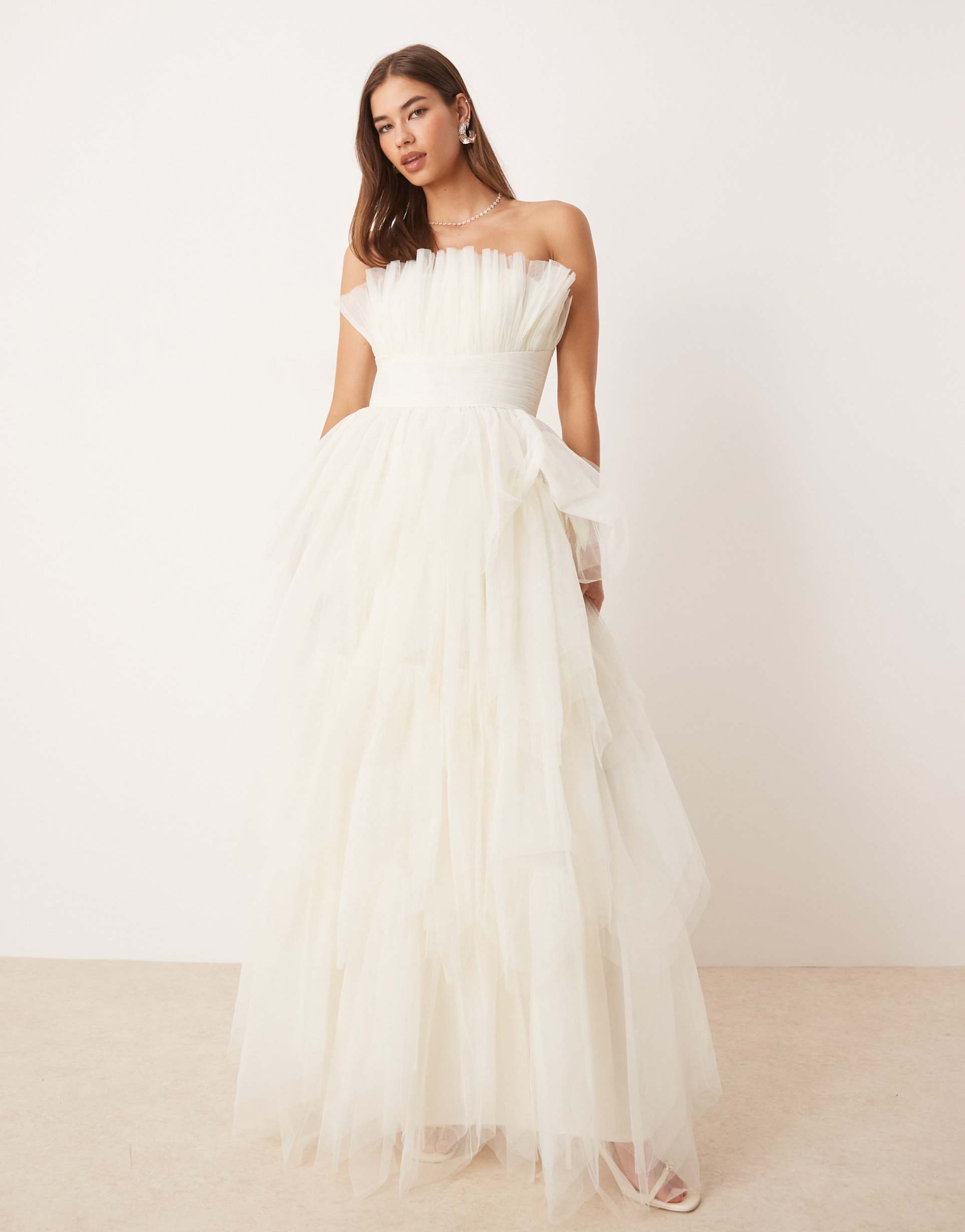 lace & beads ethereal layered maxi dress in ivory