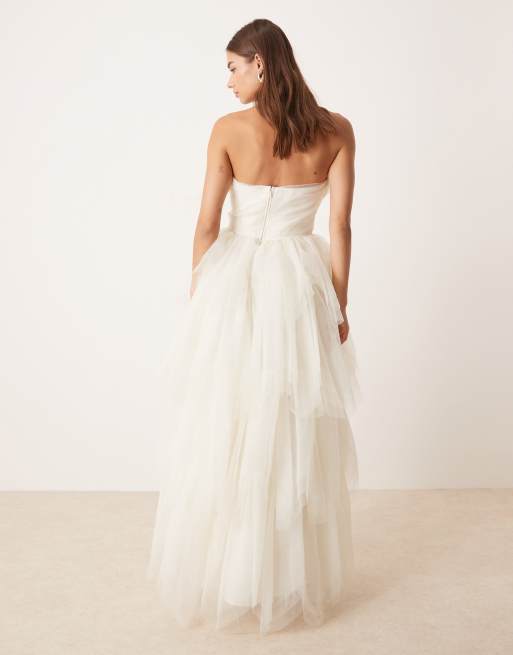 Lace & Beads ethereal layered maxi dress in ivory