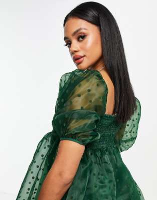 green silk babydoll