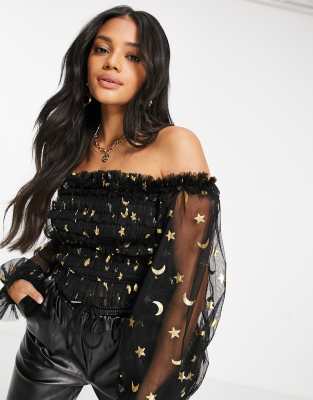 glitter bardot top
